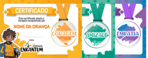 certificados de coragem, empatia e amizade