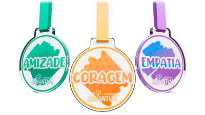 medalhas de coragem, empatia e amizade